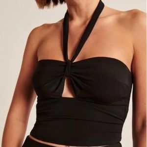 Abercrombie Black Tie Halter Top with Cutout